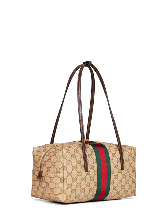 Sand and dark brown Gucci Melrose medium Boston bag