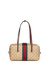 Borsa boston Gucci Melrose misura media sabbia e marrone scuro