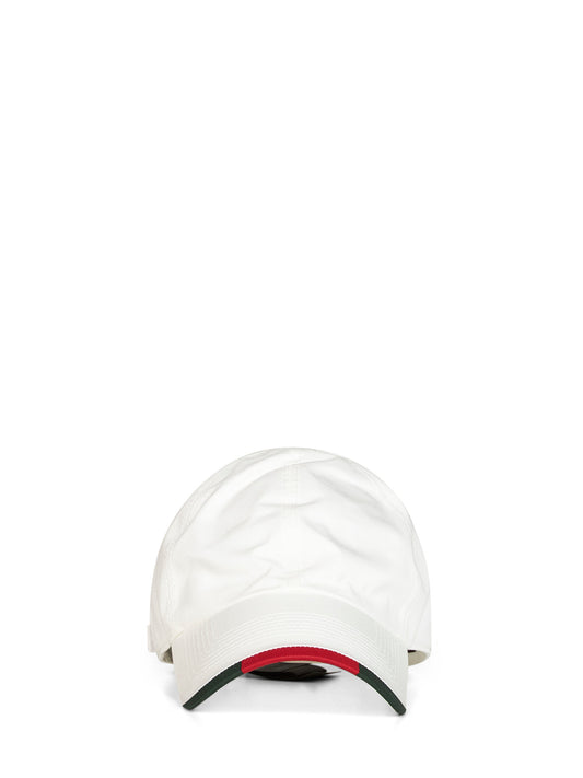 White cotton baseball cap with Web detail