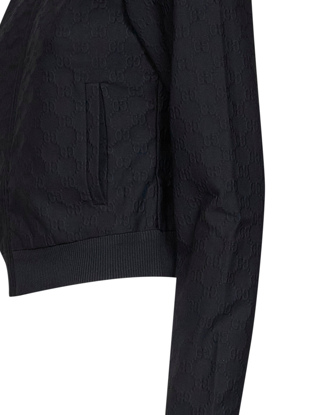 Giacca con zip in jersey GG jacquard nero