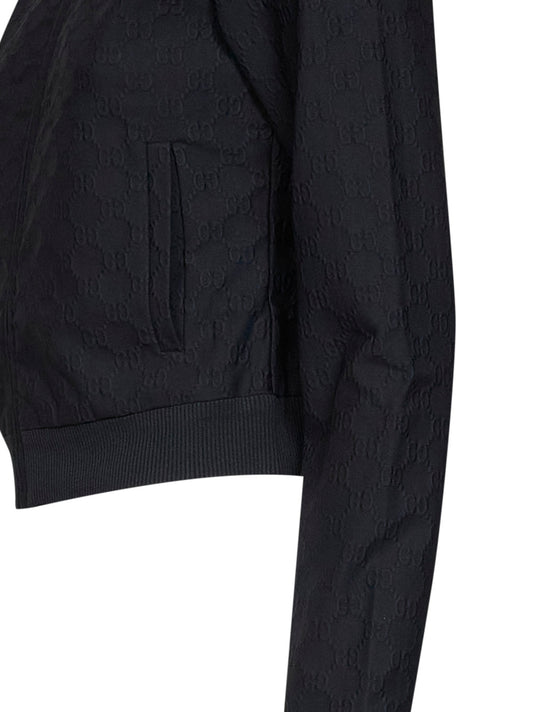 Black GG jacquard jersey zip-up tracktop