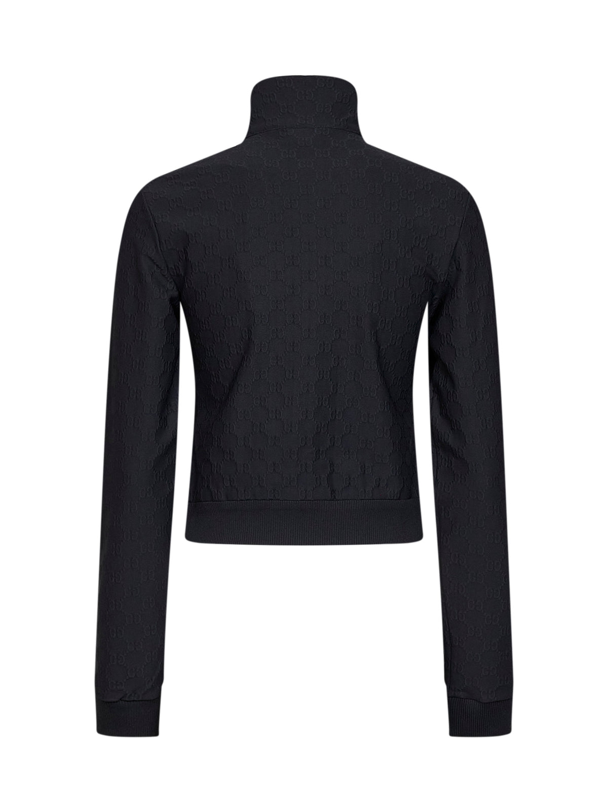 Giacca con zip in jersey GG jacquard nero