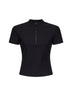 T-shirt mezza zip in jersey jacquard GG nero