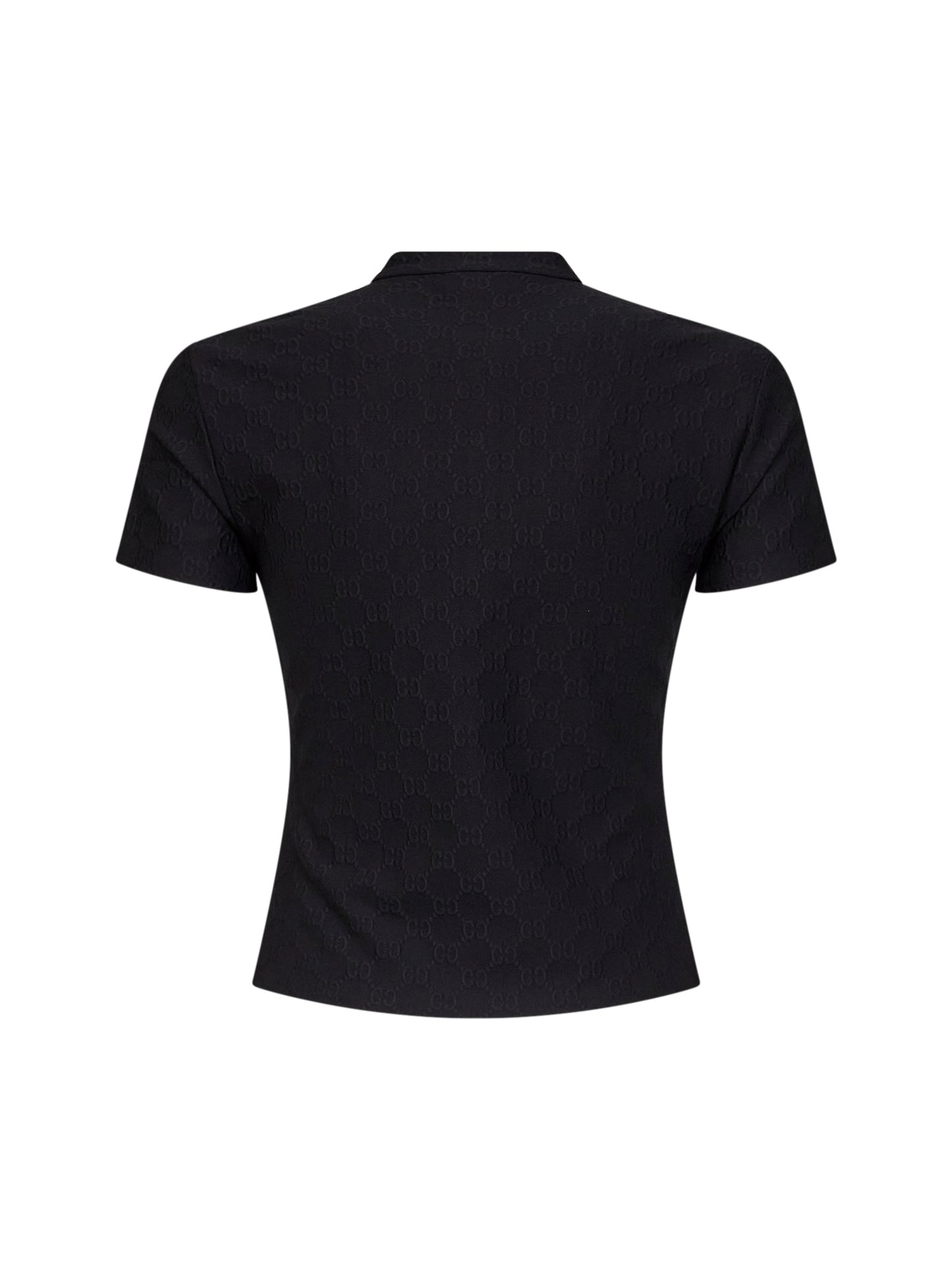 T-shirt mezza zip in jersey jacquard GG nero