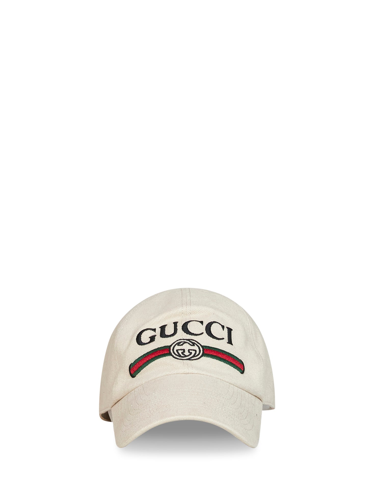 Ivory cotton embroidered baseball cap