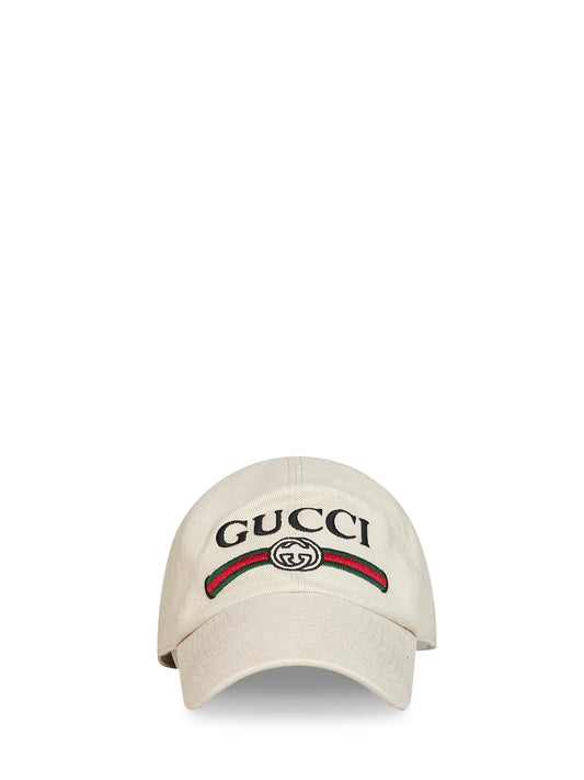 Ivory cotton embroidered baseball cap