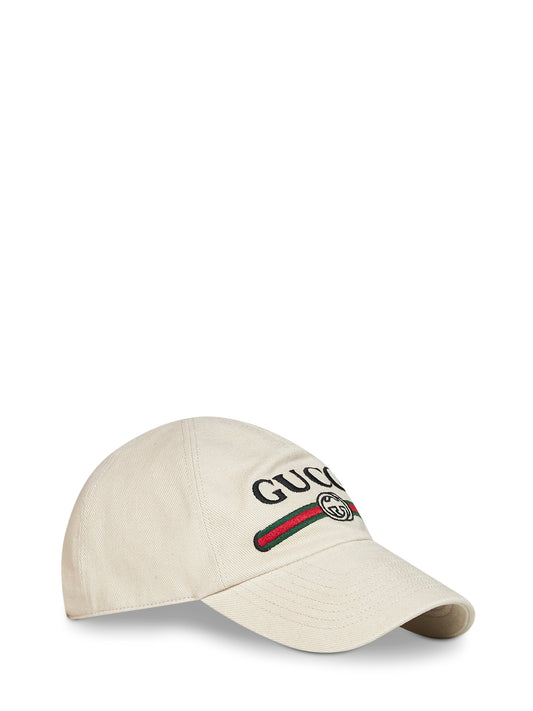 Ivory cotton embroidered baseball cap