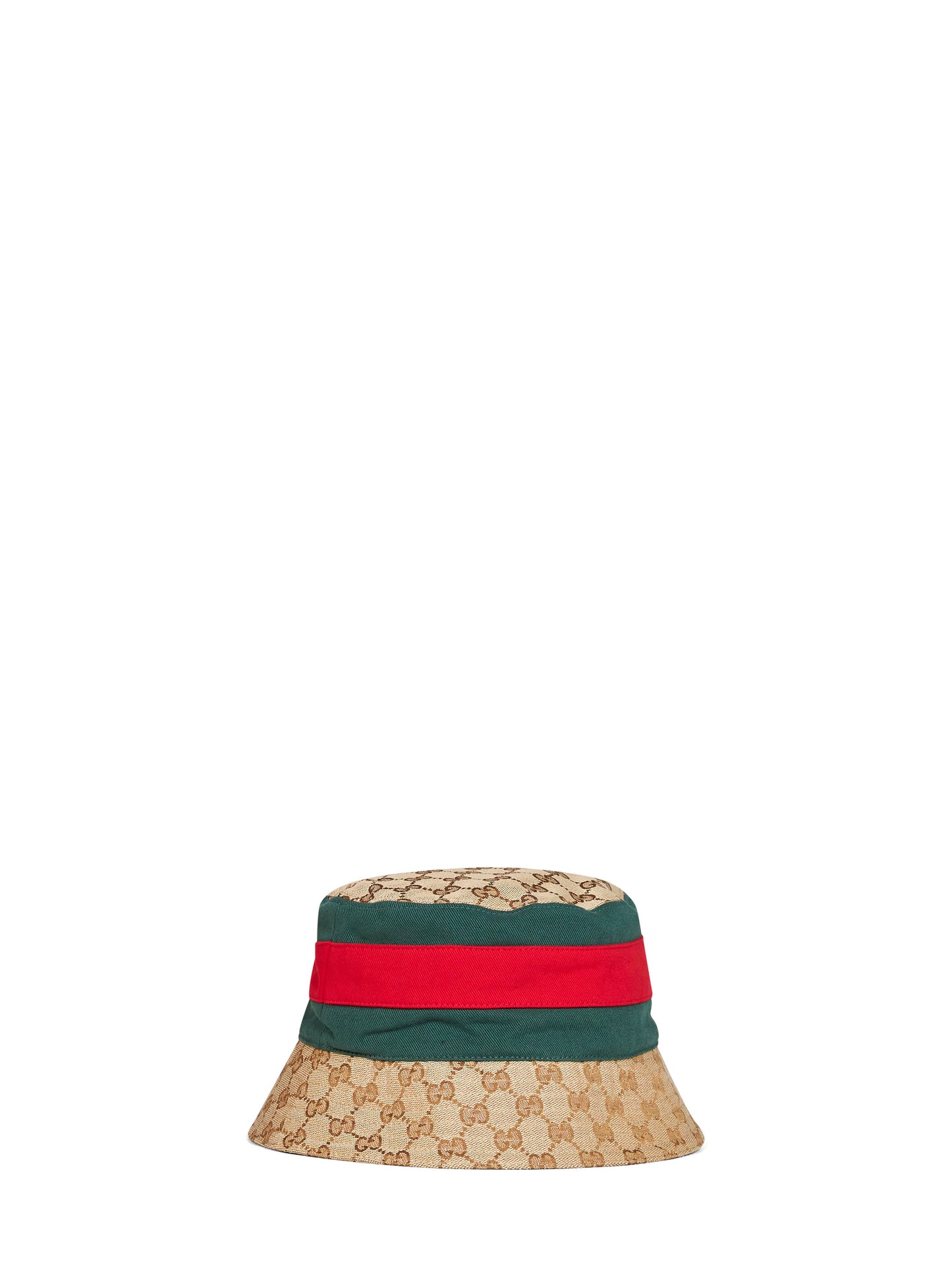 Beige and dark brown GG canvas bucket hat with Web ribbon