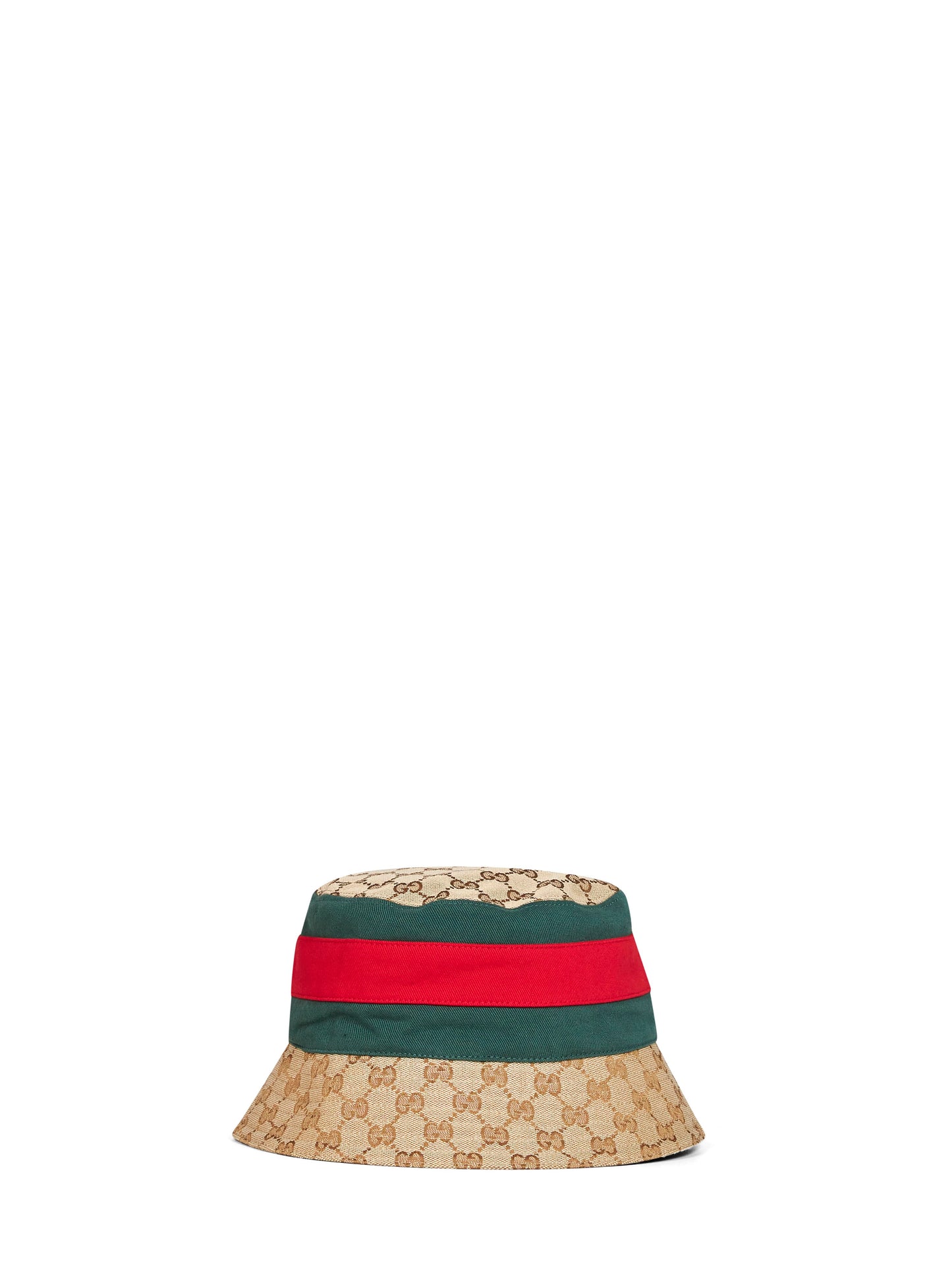 Beige and dark brown GG canvas bucket hat with Web ribbon