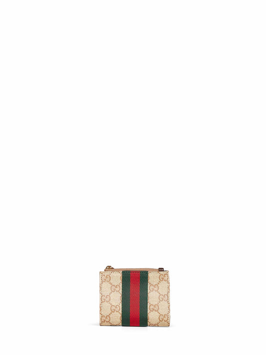 Portafoglio piccolo con nastro Web in beige <BR/>