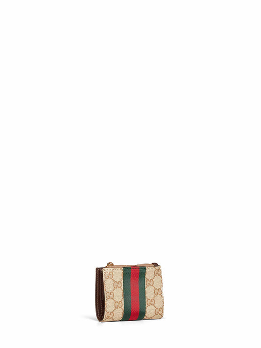 Portafoglio piccolo con nastro Web in beige <BR/>
