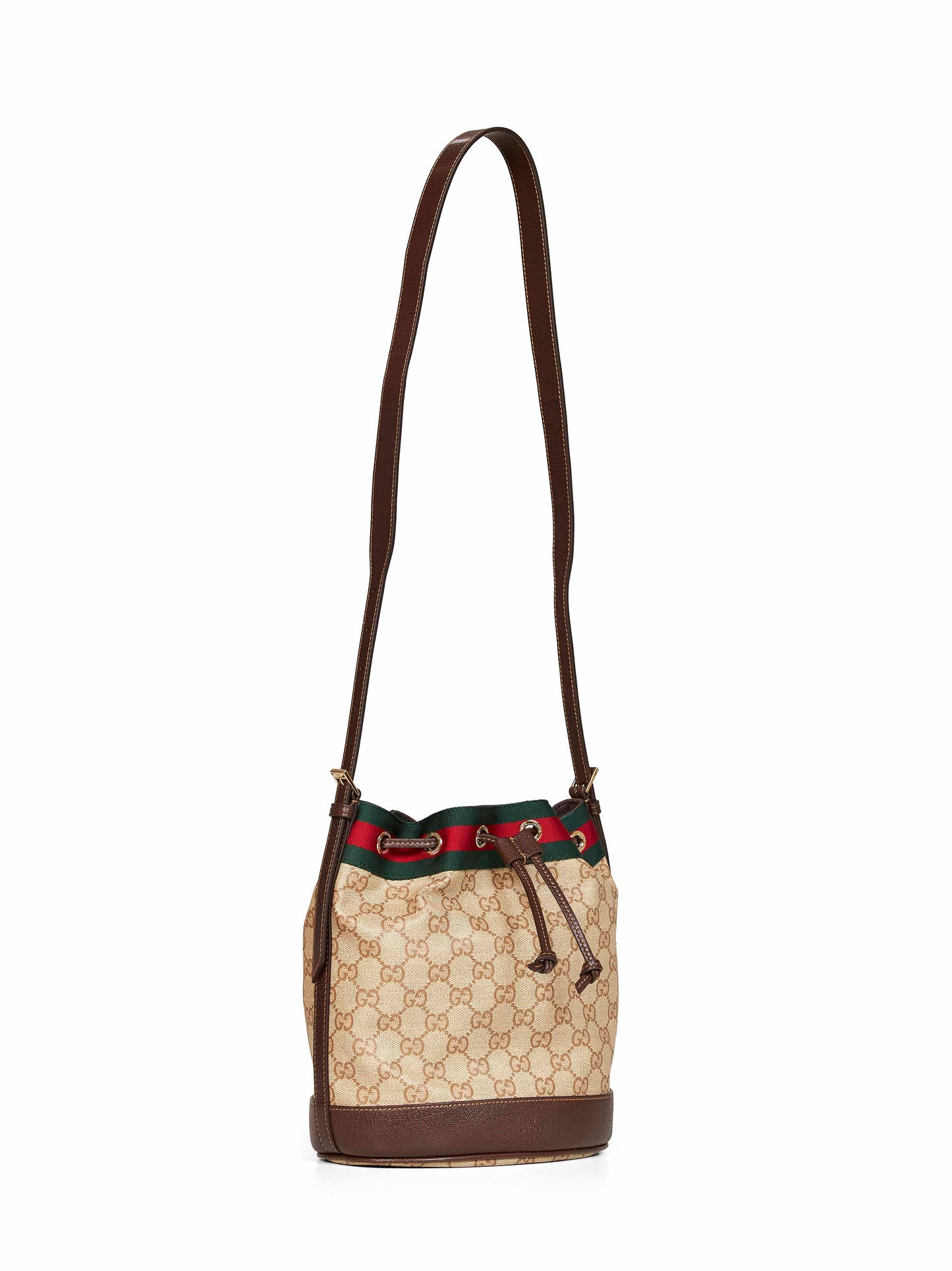 Sand and dark brown Gucci Venice mini bucket bag