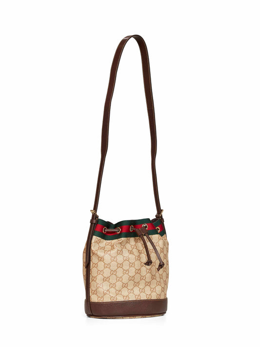 Sand and dark brown Gucci Venice mini bucket bag