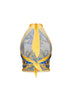 Top a foulard in twill di seta stampato multicolore