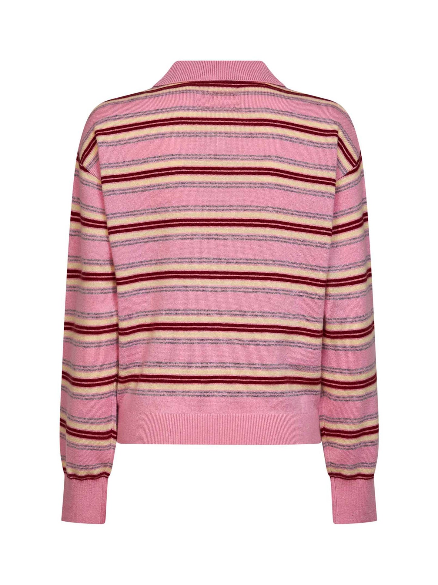 Pink striped cashmere knit Collegiate Stripe polo shirt