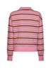 Pink striped cashmere knit Collegiate Stripe polo shirt