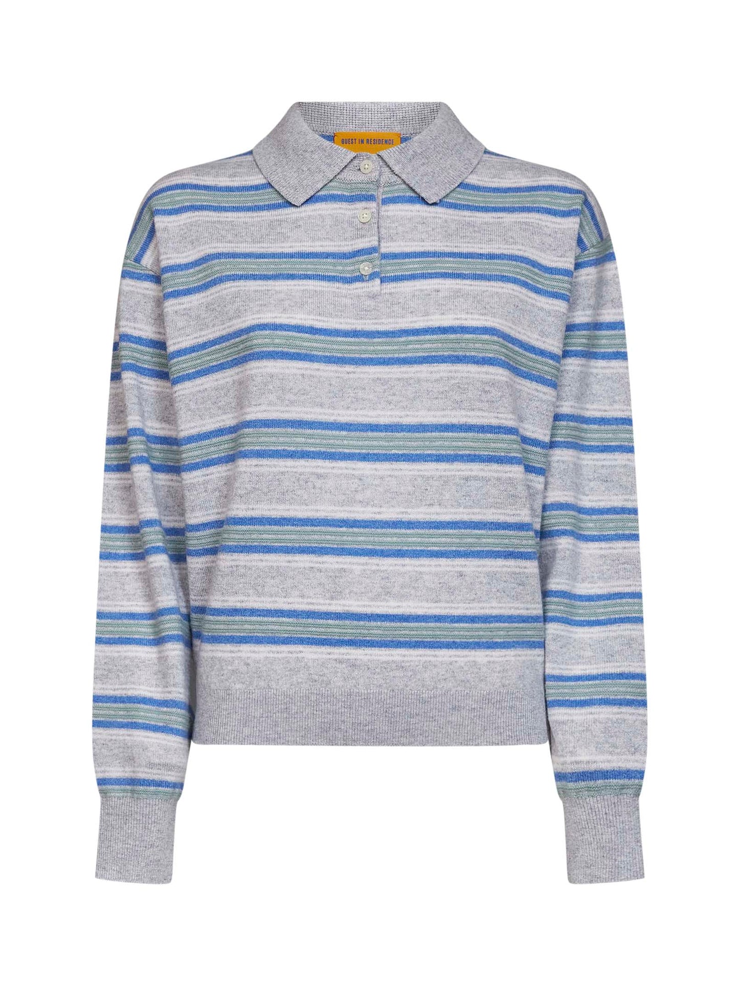Polo Collegiate Stripe in maglia di cashmere a righe grigio