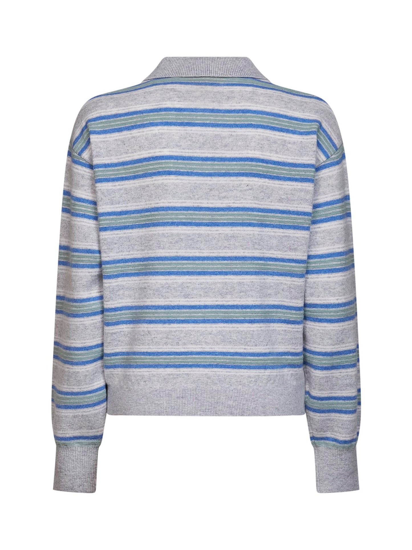 Polo Collegiate Stripe in maglia di cashmere a righe grigio