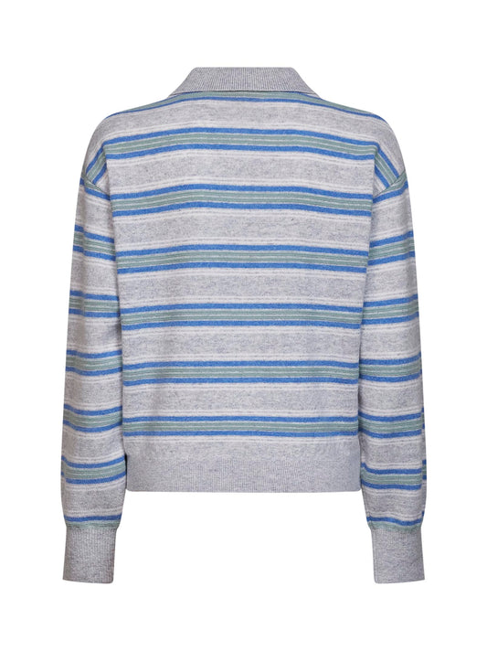 Polo Collegiate Stripe in maglia di cashmere a righe grigio