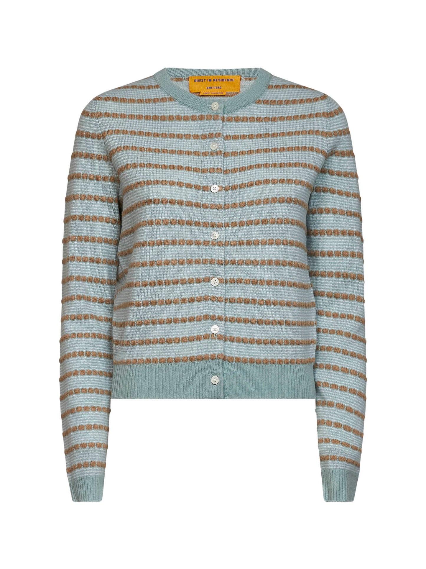 Sage cashmere knit Pebble Stripe Jane cardigan