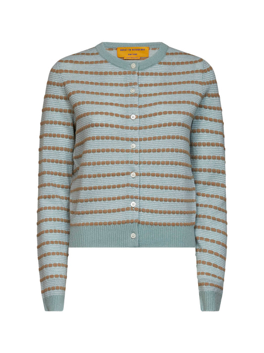 Cardigan Pebble Stripe Jane in maglia di cashmere salvia