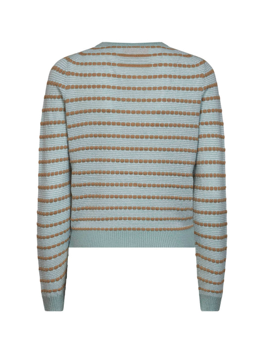 Cardigan Pebble Stripe Jane in maglia di cashmere salvia