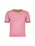 T-shirt Airy Ringer in maglia di cashmere rosa