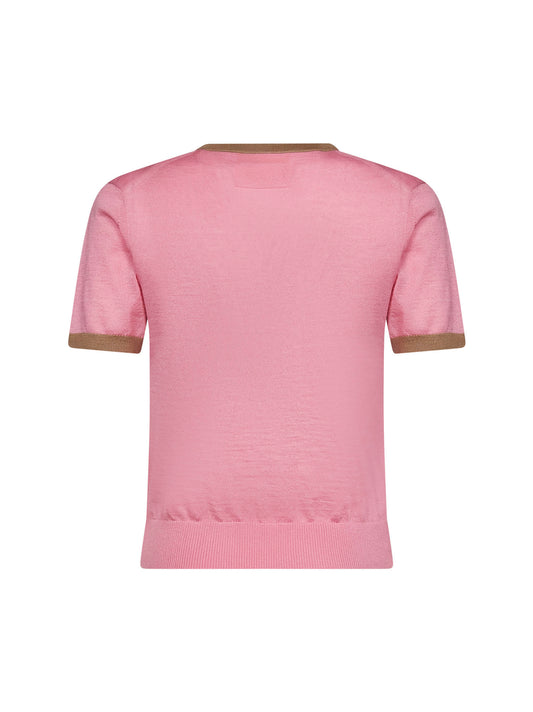 Pink cashmere knit Airy Ringer T-shirt