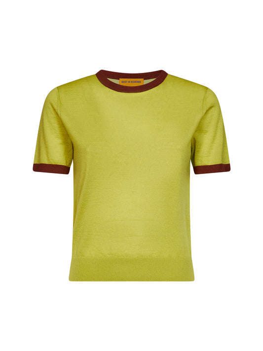 Green cashmere knit Airy Ringer T-shirt