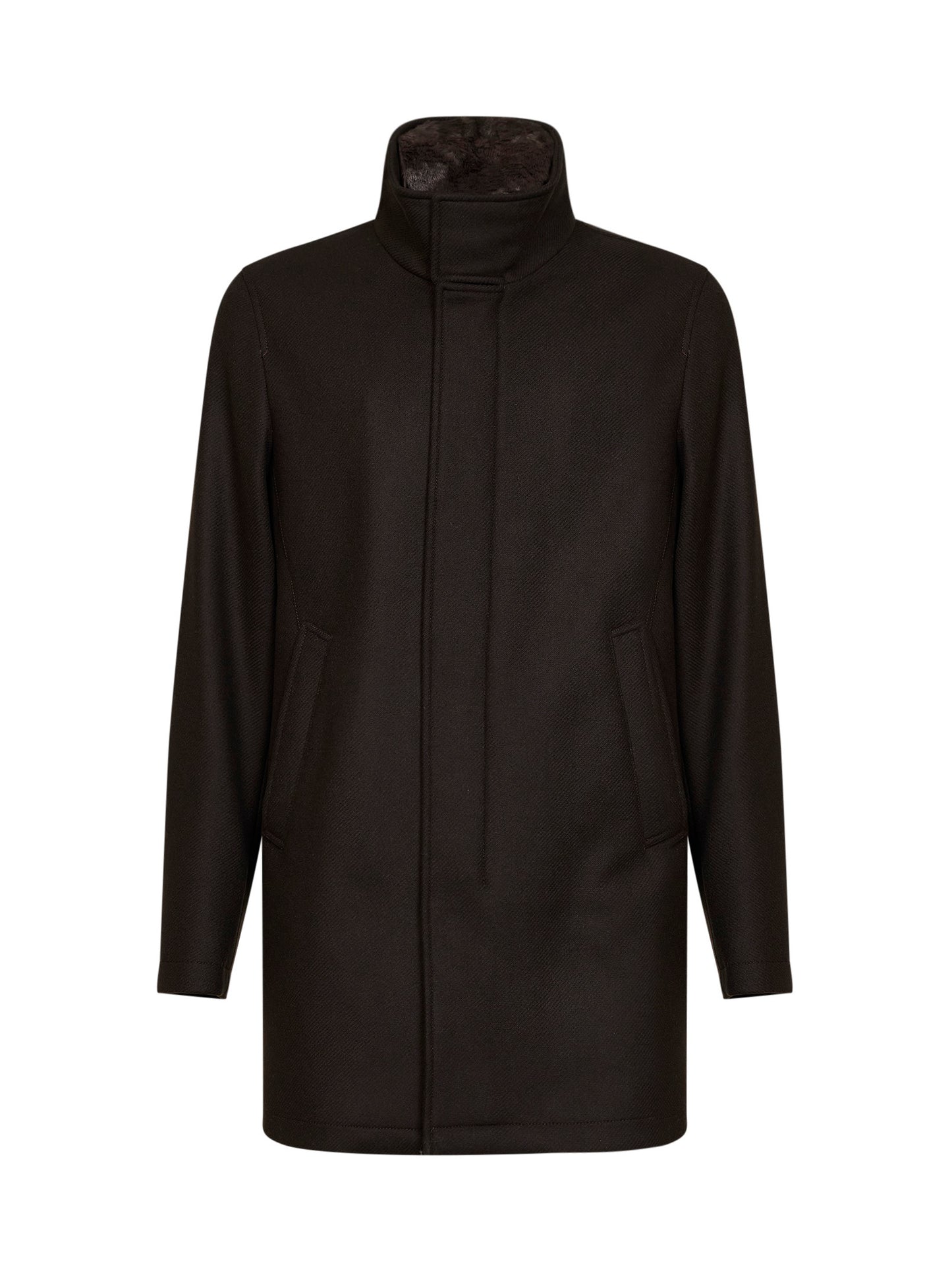 Cappotto a collo alto in marrone <BR/>
