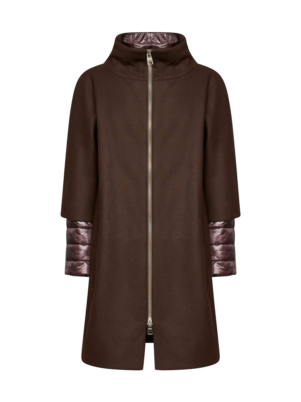 Cappotto in Ecowool e Nylon Ultralight fondente<BR/>