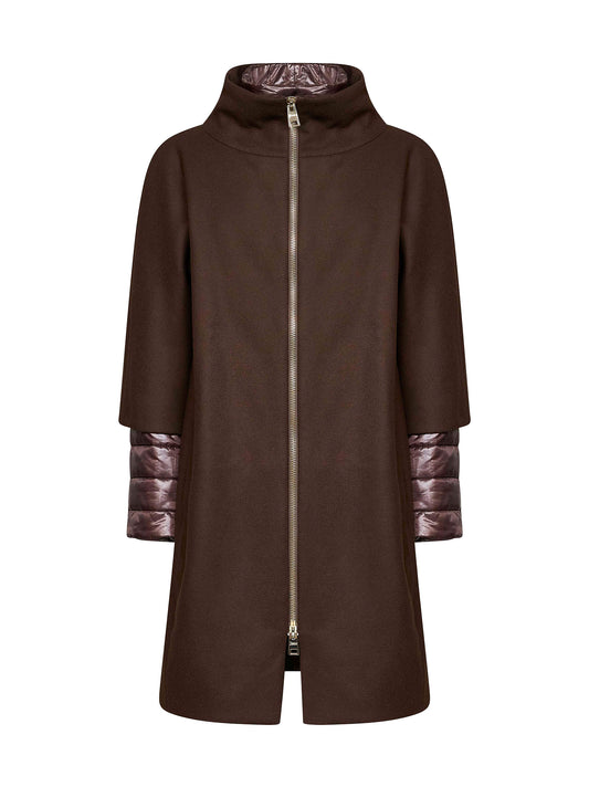 Dark chocolate Ecowool and Ultralight Nylon coat
