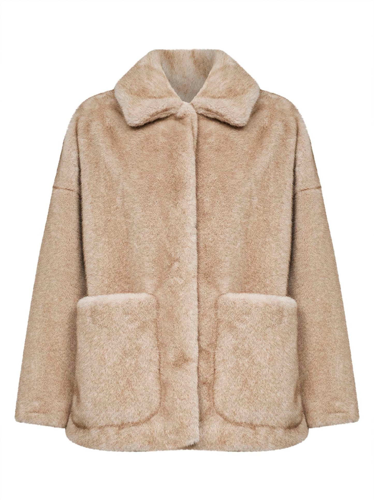 Cappotto corto in ecopelliccia effetto visone chantilly