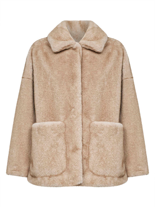 Chantilly mink-effect faux-fur short coat