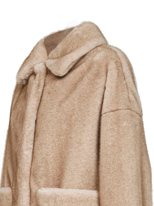 Chantilly mink-effect faux-fur short coat