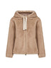 Beige melange alternative mink fur bomber jacket