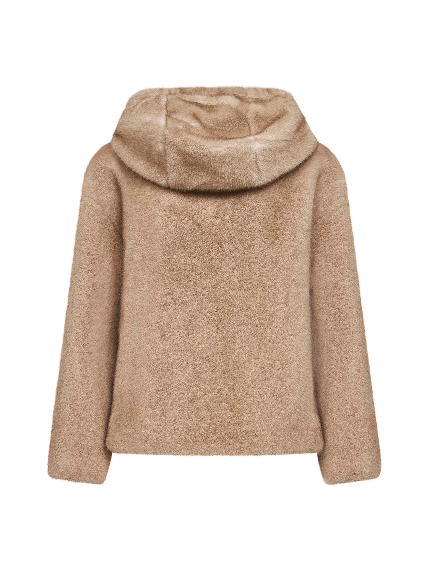 Beige melange alternative mink fur bomber jacket