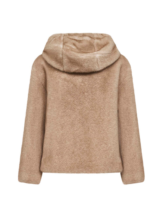 Beige melange alternative mink fur bomber jacket
