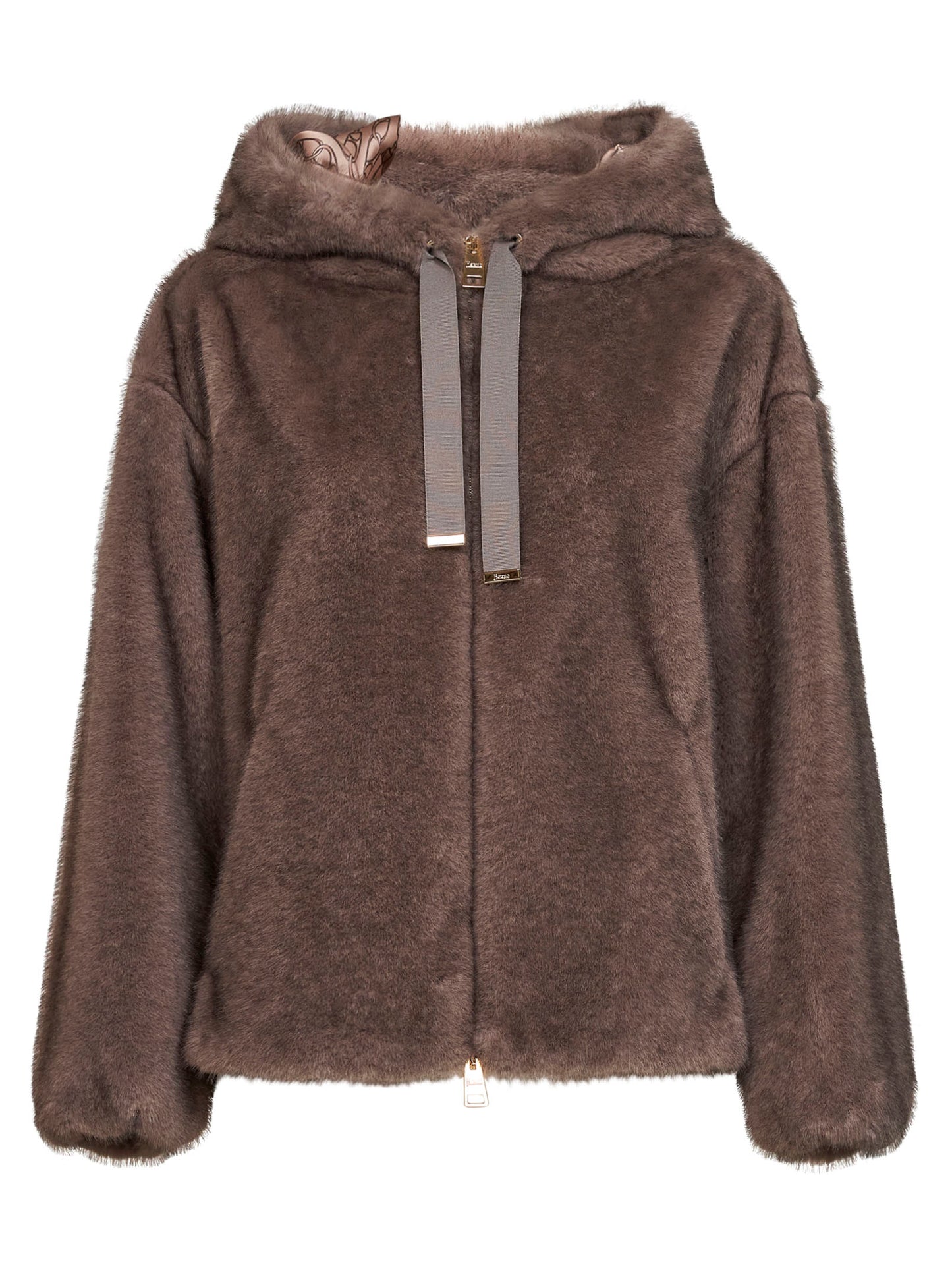 Bomber in melange alternative mink fur tortora scuro