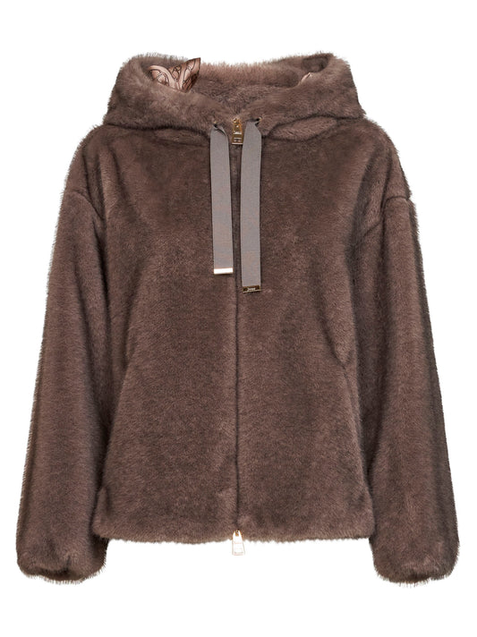 Bomber in melange alternative mink fur tortora scuro