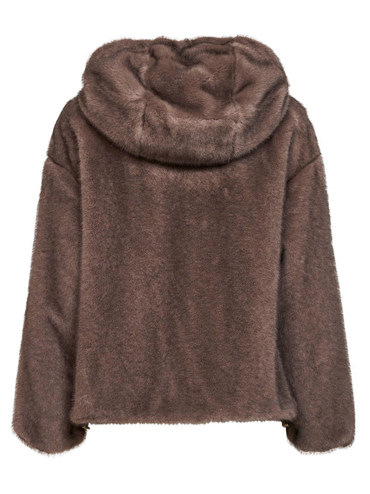 Bomber in melange alternative mink fur tortora scuro