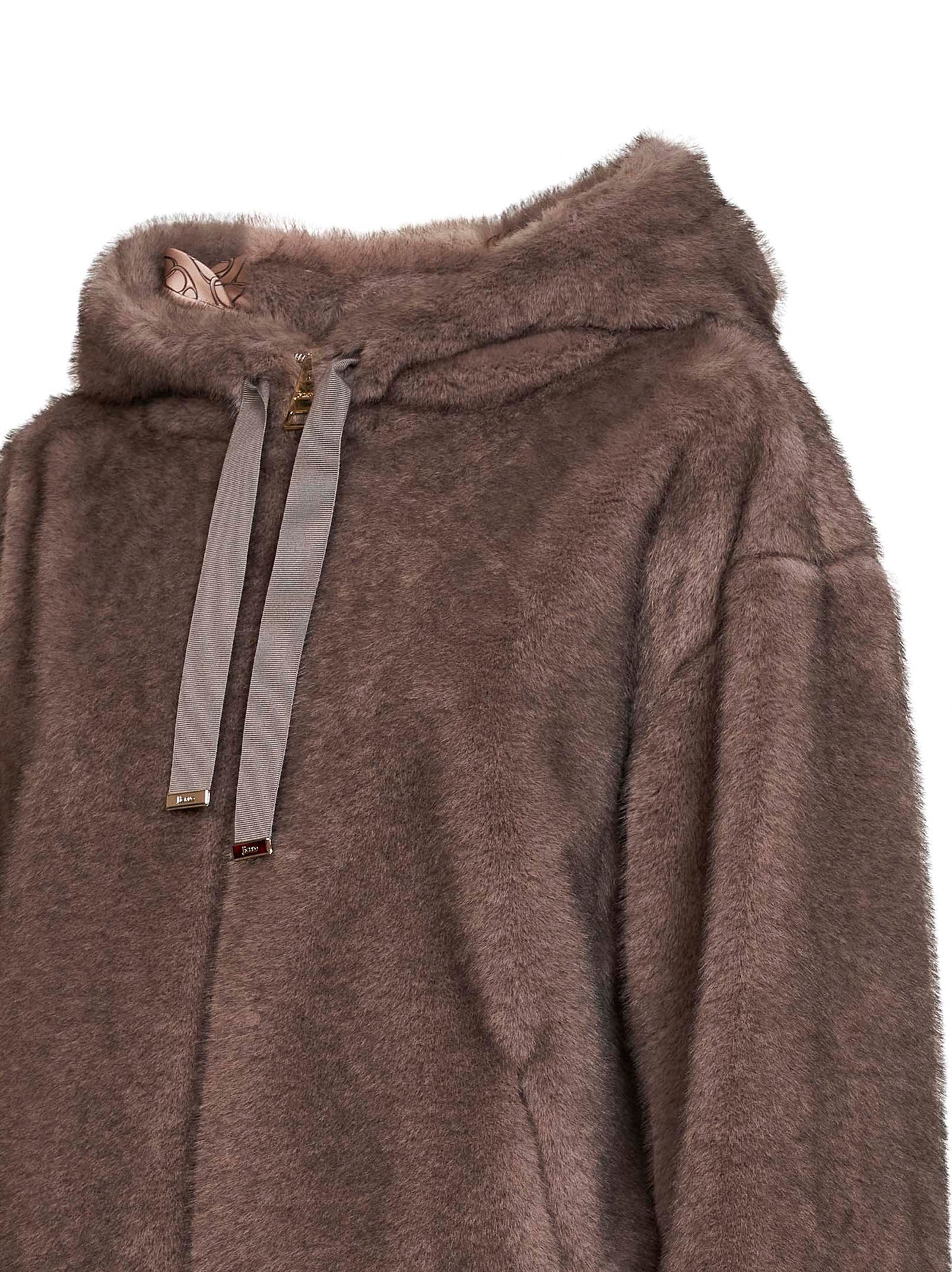 Bomber in melange alternative mink fur tortora scuro