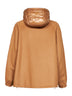 Beige wool coat with removable padded hood<BR/>