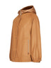 Beige wool coat with removable padded hood<BR/>