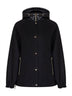 Giacca in misto lana nera con cappuccio in nylon