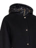 Giacca in misto lana nera con cappuccio in nylon