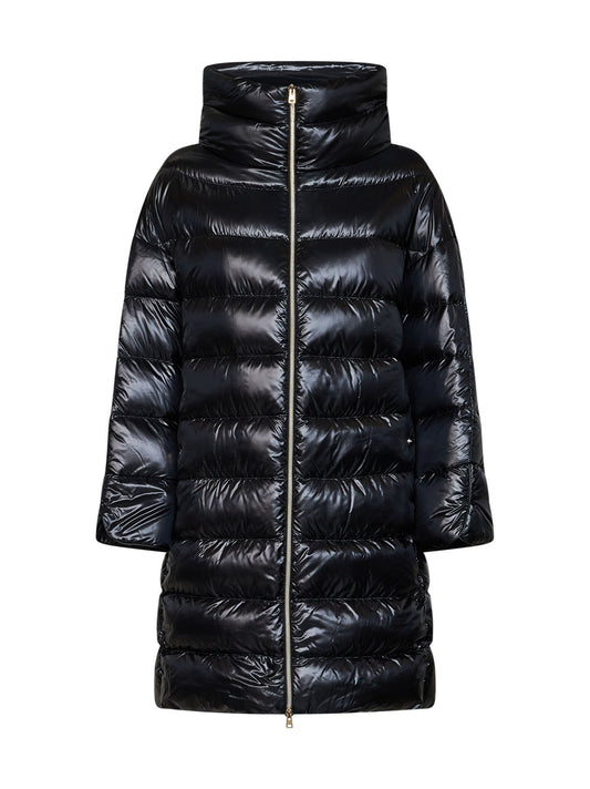 Black Ultralight Mylon Matilde midi down coat