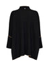 Black virgin wool knit poncho-style sweater