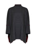 Grey virgin wool knit poncho-style top