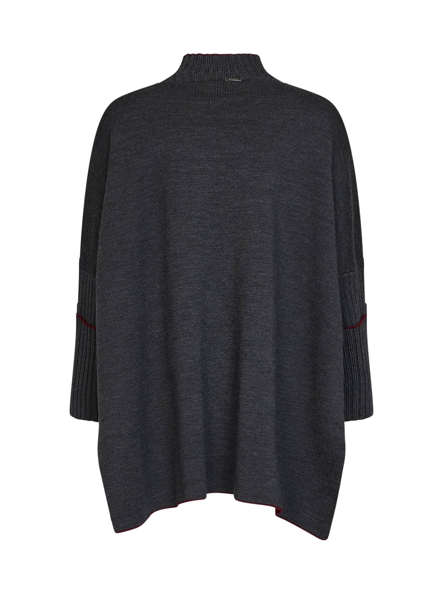 Grey virgin wool knit poncho-style top